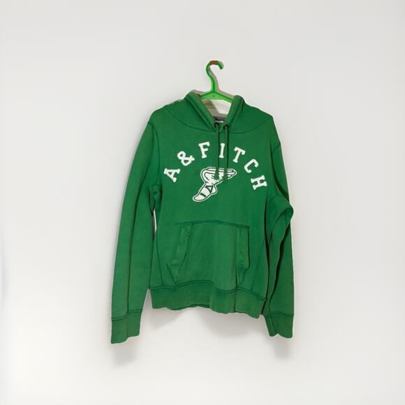 Abercrombie & Fitch Green Hoodie Men’s Medium M Muscle Fit Logo Pullover Vintage - Picture 1 of 11